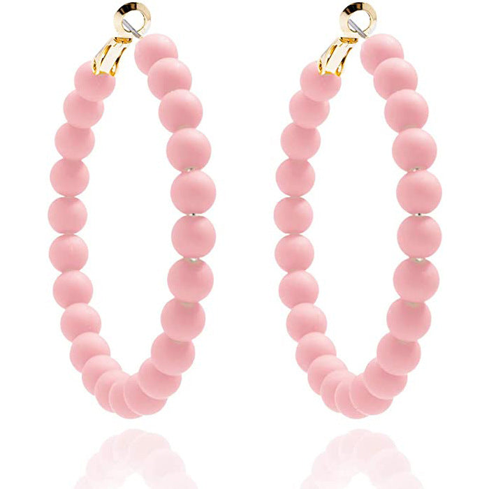 Women's Summer Colorful Acrylic Beads Round Bohemian Earrings