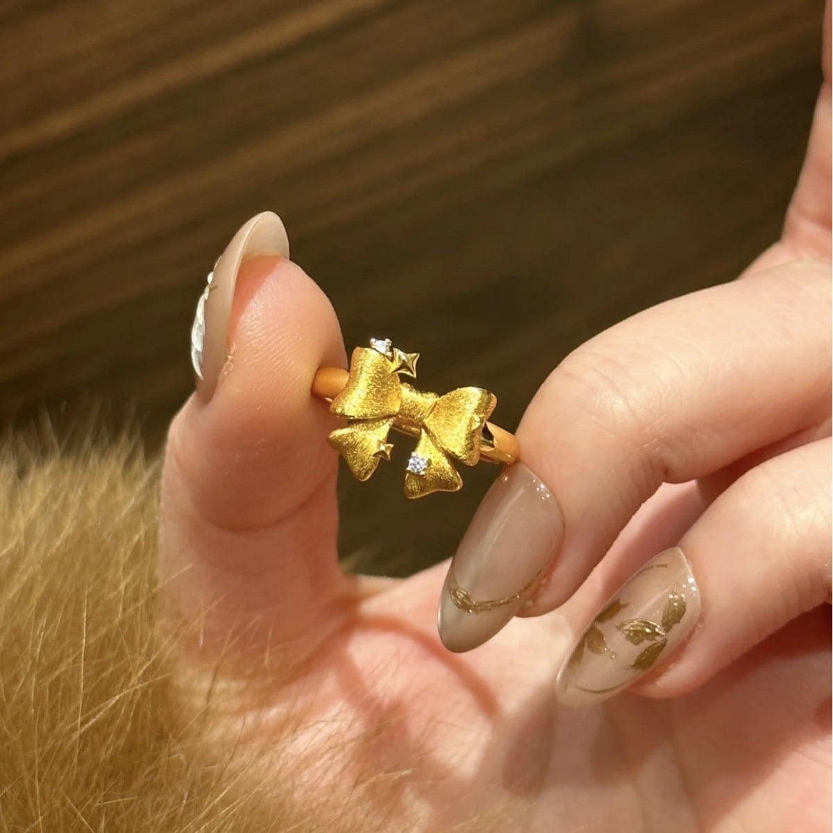 Brushed Starlight Bow Female Sweet Cute High Sense Stylish Simple Ring