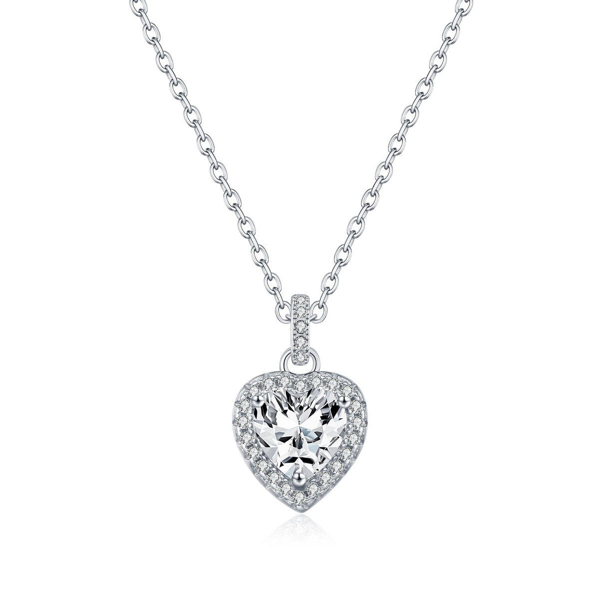 Heart-Shaped D-Color VVS1 Moissanite Pendant Necklace in Sterling Silver – Delicate Clavicle Chain