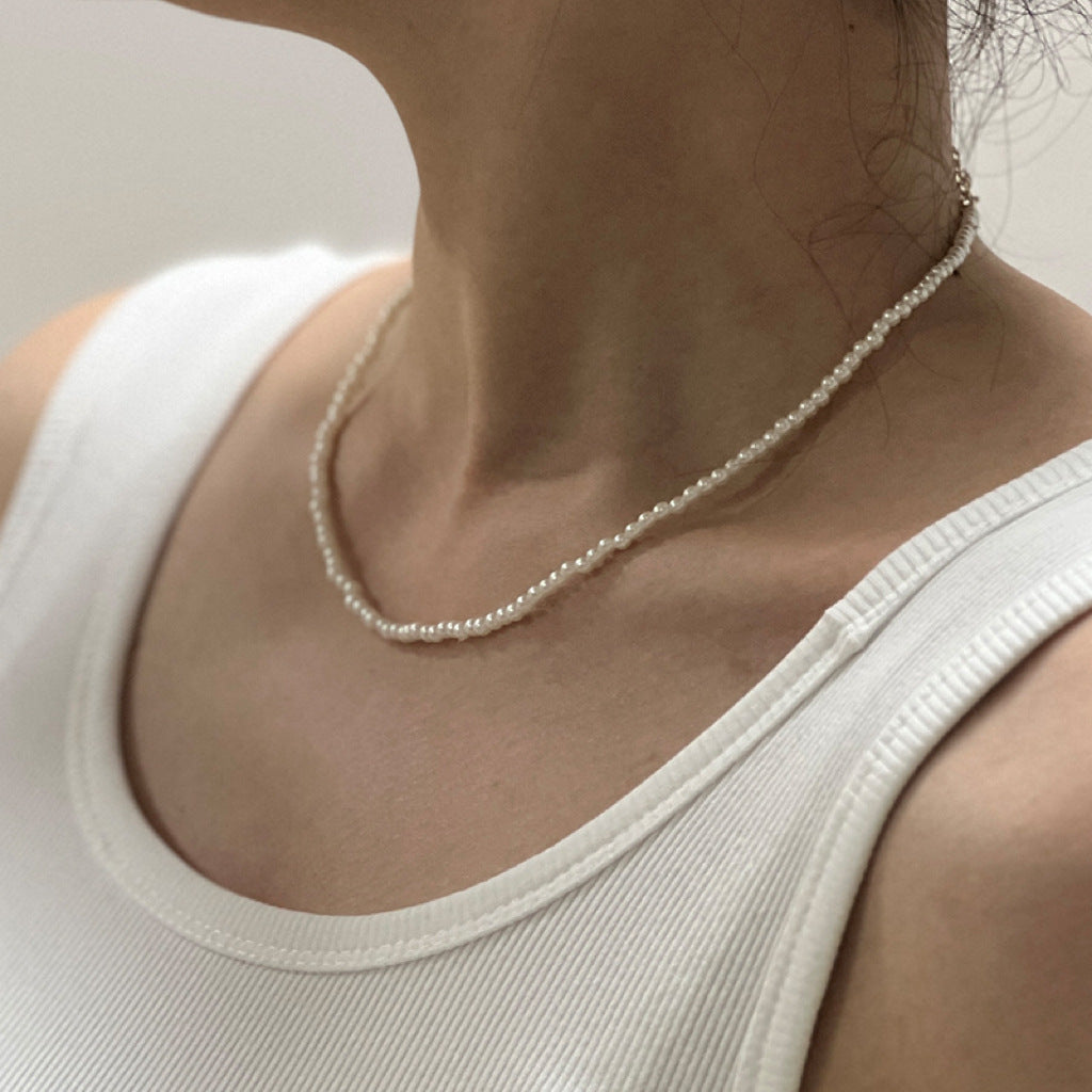 Women's Pearl Handmade Beaded Temperament Wild Retro Neck Necklace