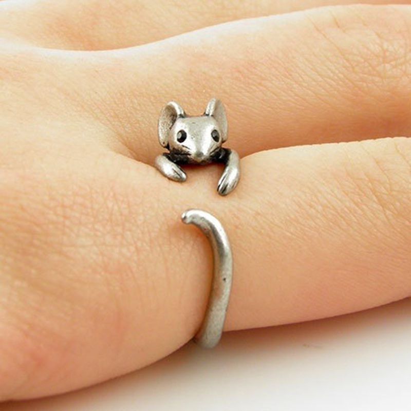 Women's & Men's Elephant Open Cartoon Mouse Animal Shape Rings