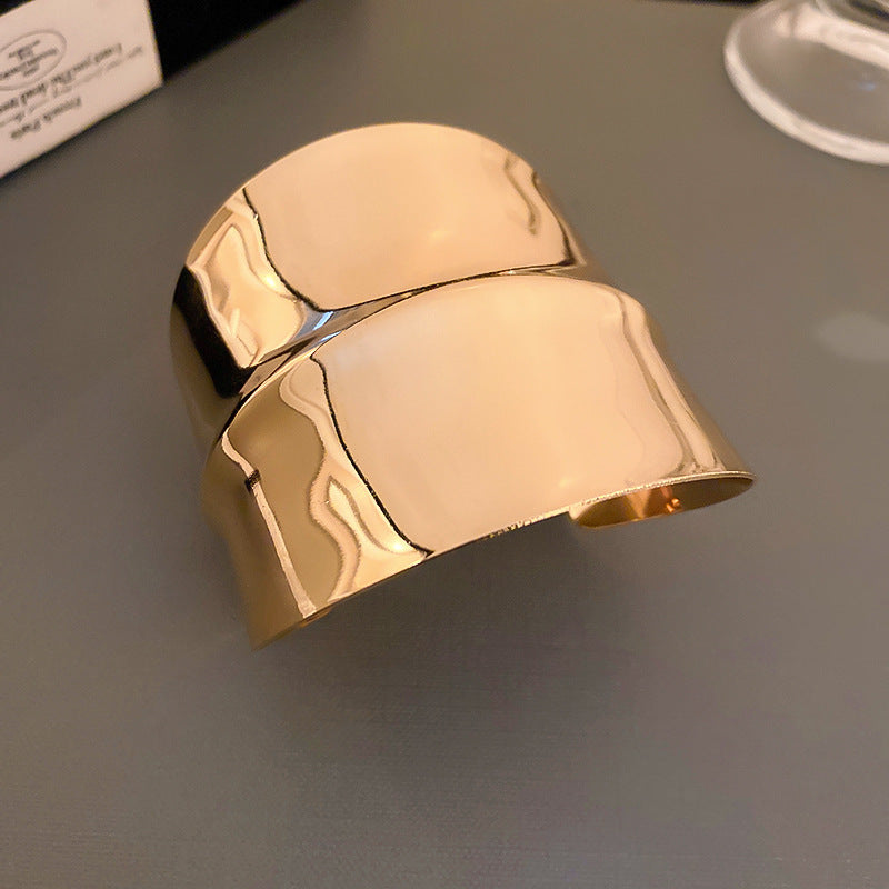 Metallic Striped Geometric Cross Flowers Openings Niche Exaggerated High Bracelet