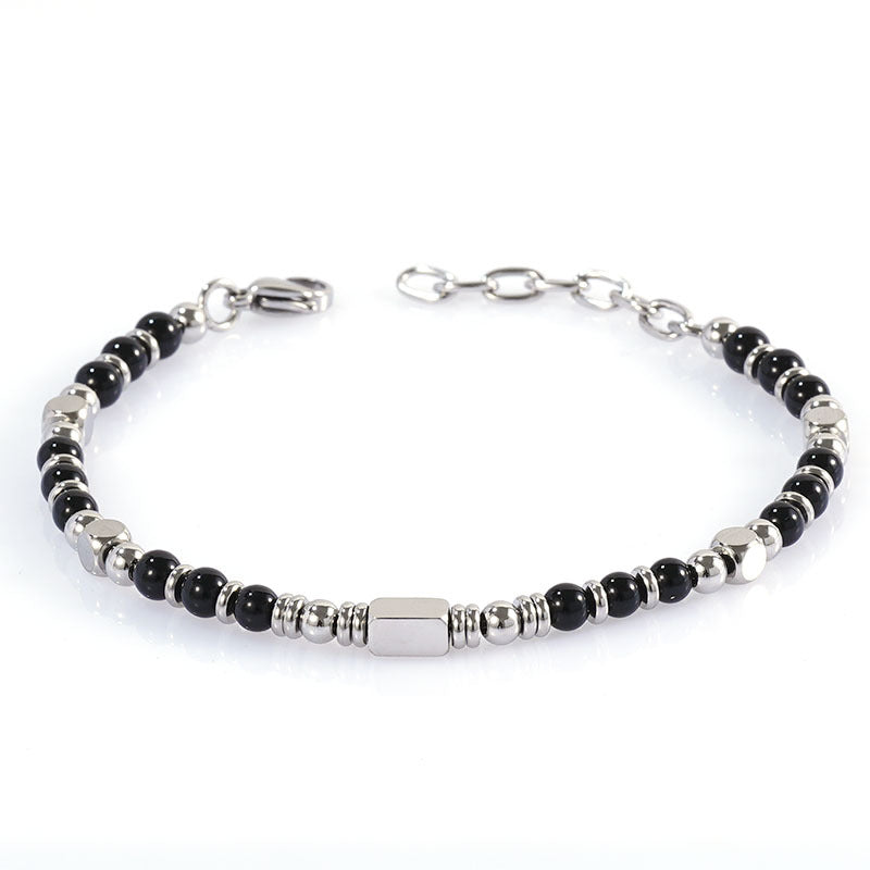 Stone Stainless Steel Obsidian Fashion Blue Turquoise Handmade Bracelet