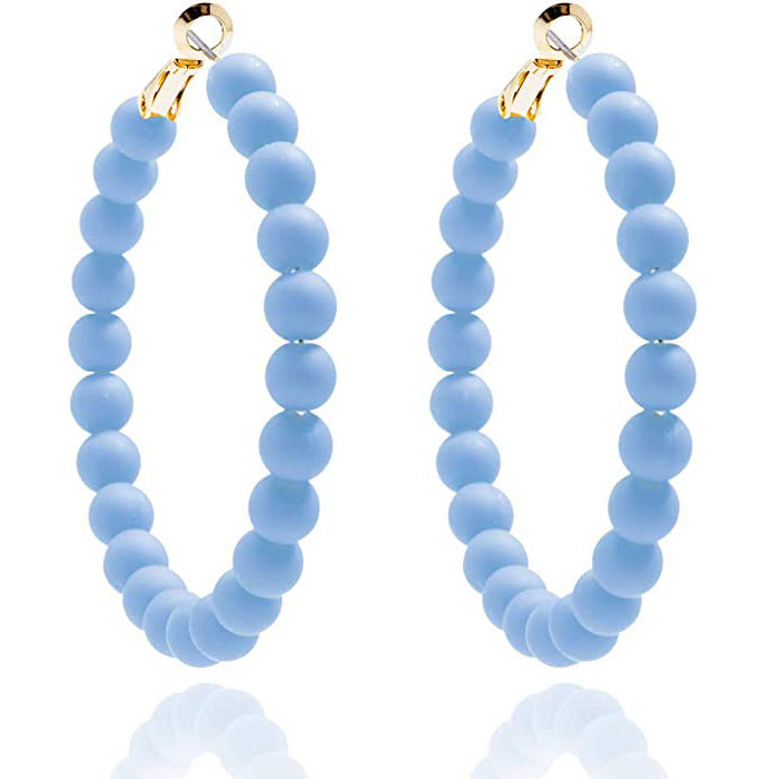 Women's Summer Colorful Acrylic Beads Round Bohemian Earrings