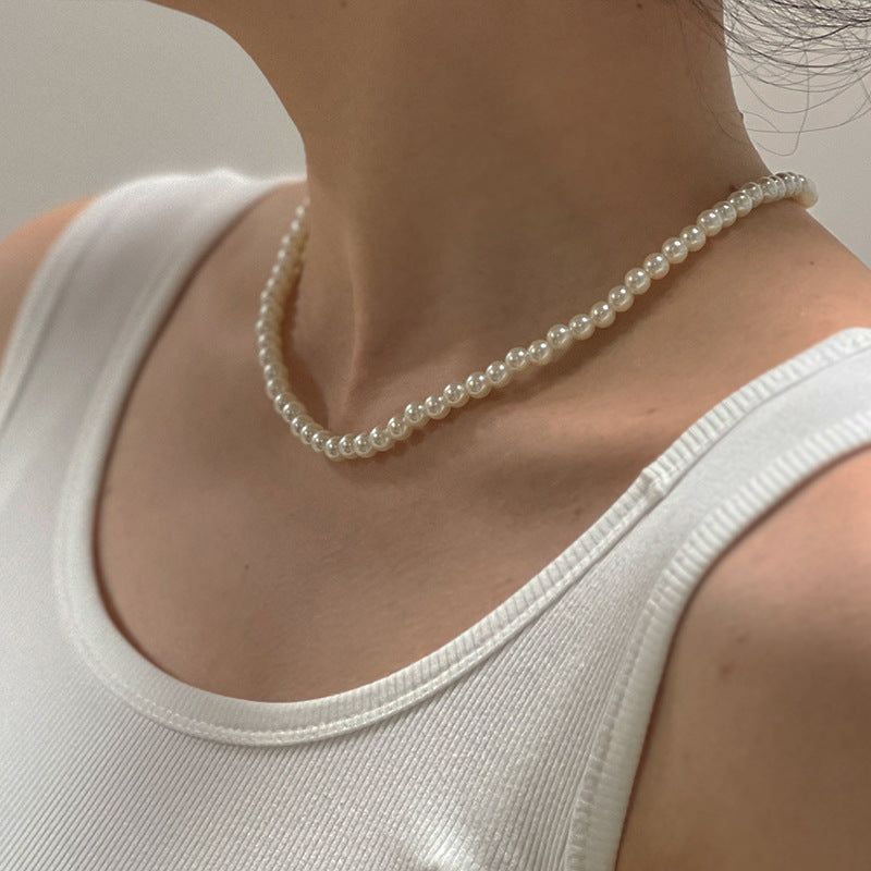 Women's Pearl Handmade Beaded Temperament Wild Retro Neck Necklace