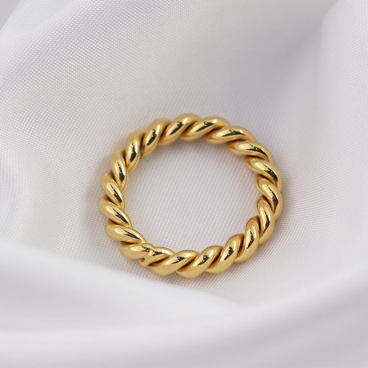 Women's & Men's Titanium Steel Gold Plated Simple Universal Rings