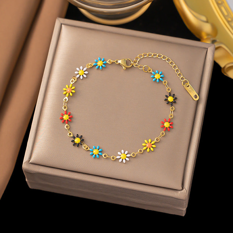Vintage Flower Titanium Steel Little Daisy Necklaces
