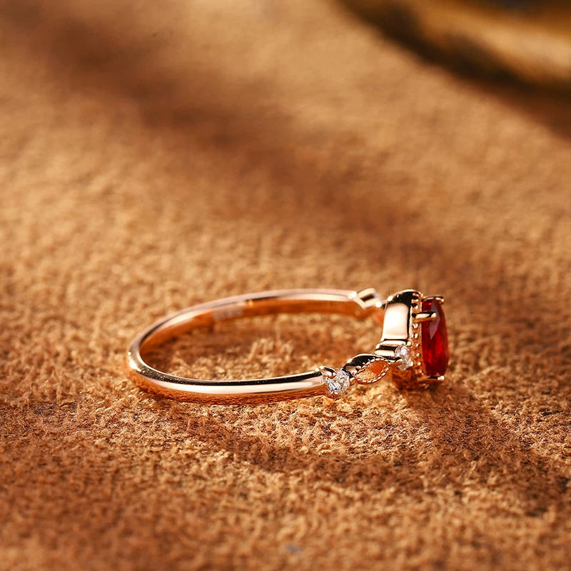 Women's Pigeon Blood Red Zircon Forefinger Simple Fashion Light Ring