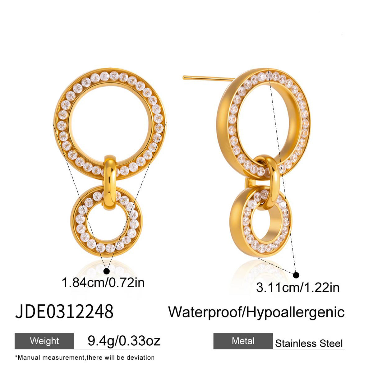 Women's Ding Titanium Steel Zircon Light Luxury Earrings