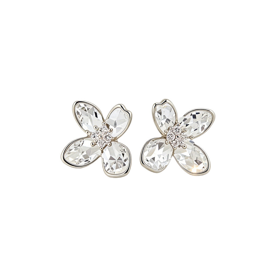 Women's Rhinestone Zircon Light Luxury Four Leaf Clover Ear Niche Atmosphere Stud Earrings