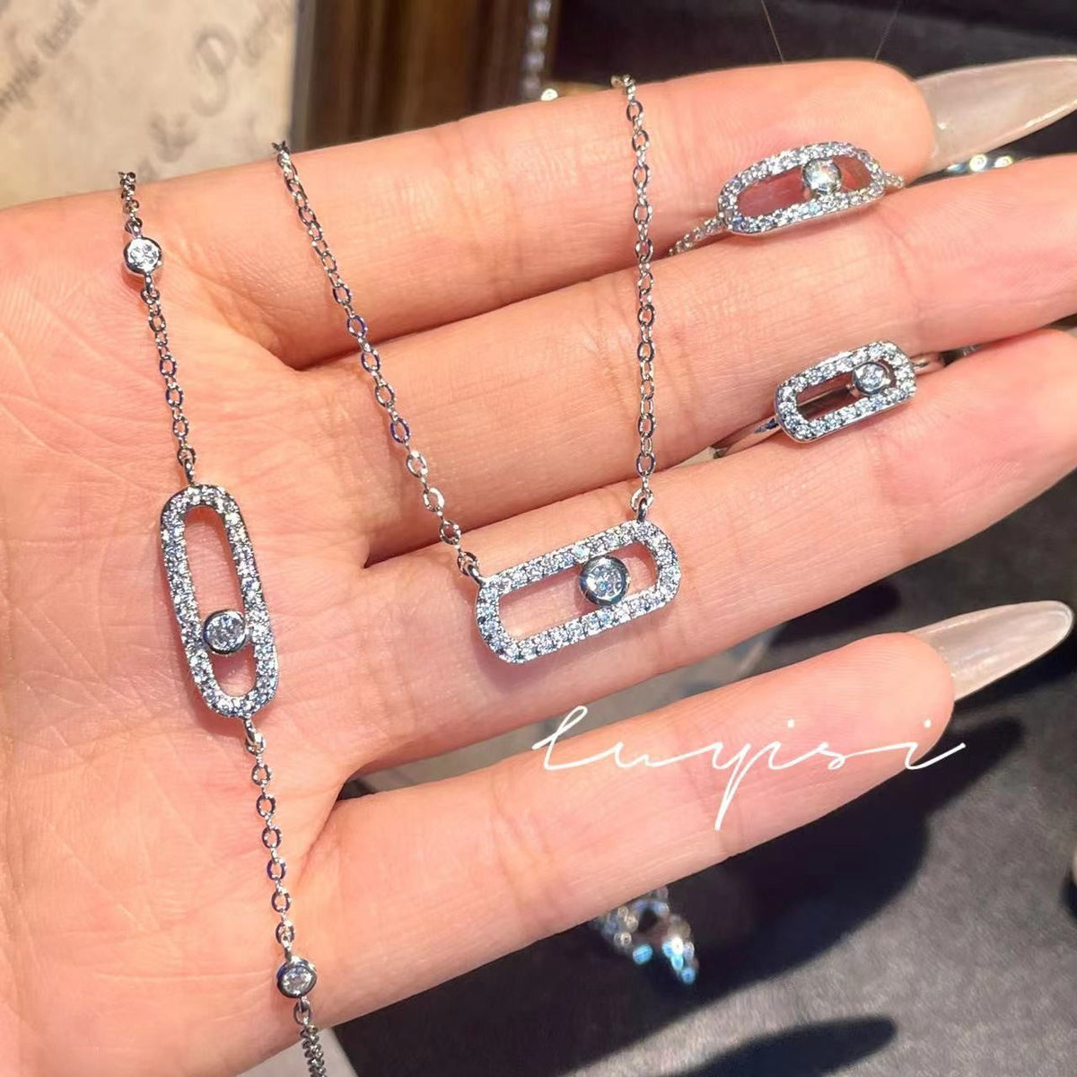 Women's High-grade Style Full-jeweled Elegant Trendy Geometric Jewelry Set