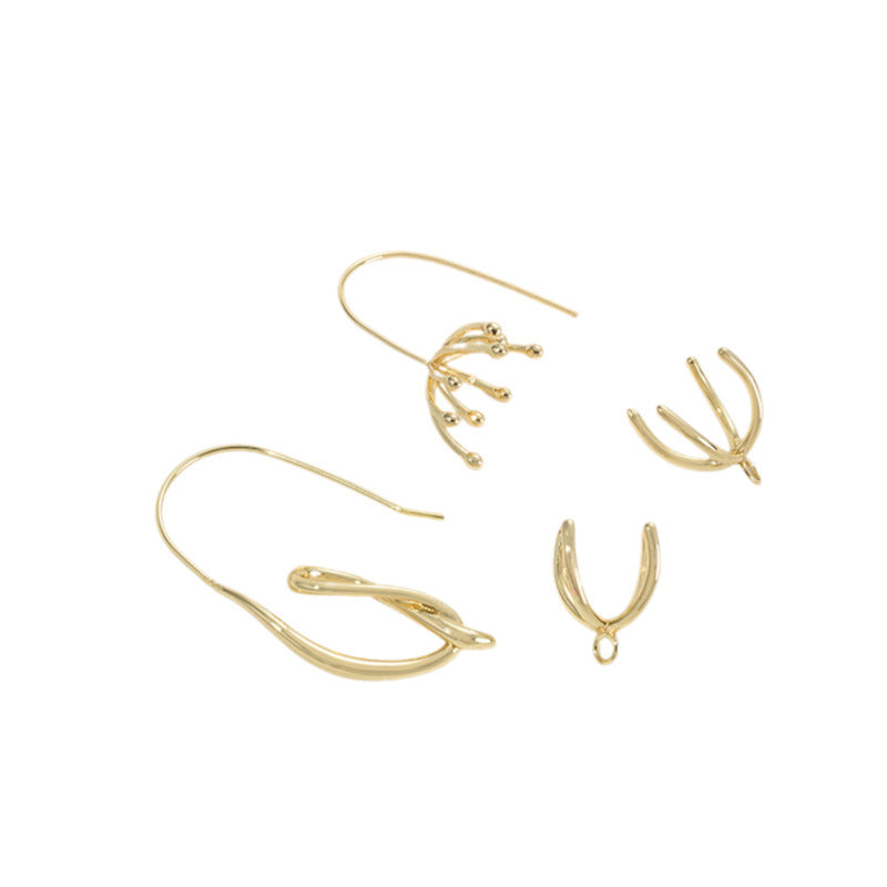 Gold-plated Color Retention Branches Ear Hook Stamen Earrings
