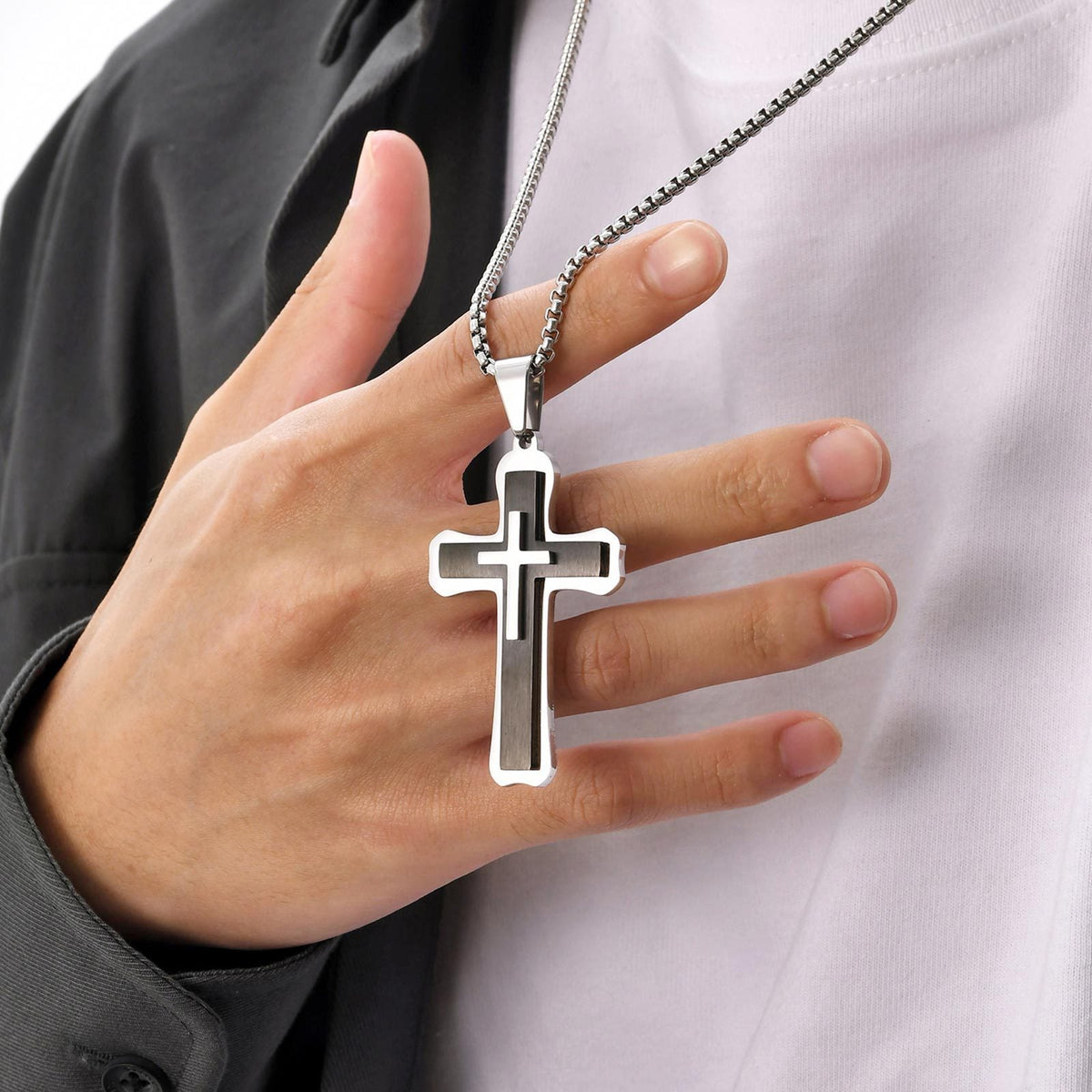 Durable Charming Men's Cross Stainless Steel Pendant