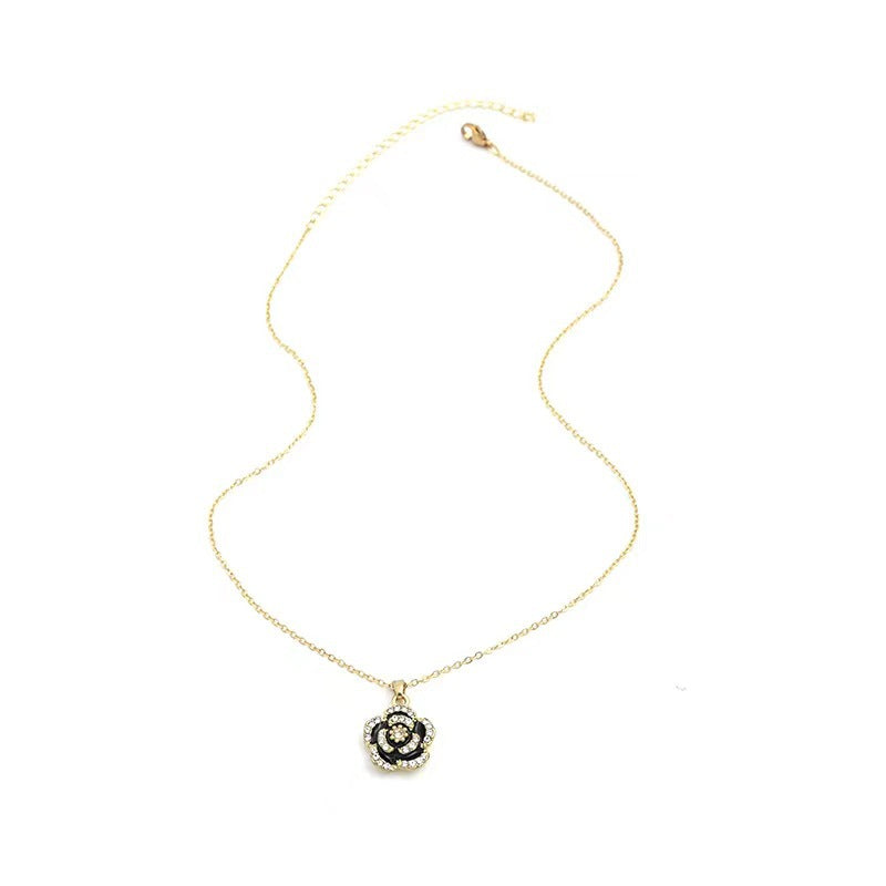 Women's Black Camellia High-grade Light Luxury Minority Rose Clavicle Necklaces