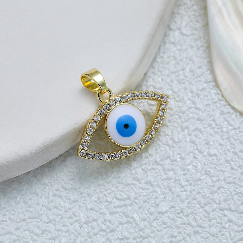 Women's Gold Eye Style Single Inlaid Color Zircon Trendy Dripping Palm Pendants