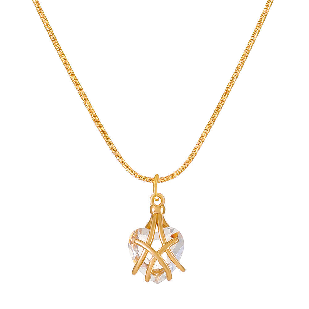 Barbie Diamond Castle Love Female Fashion Sweet Heart-shaped Collarbone Necklaces