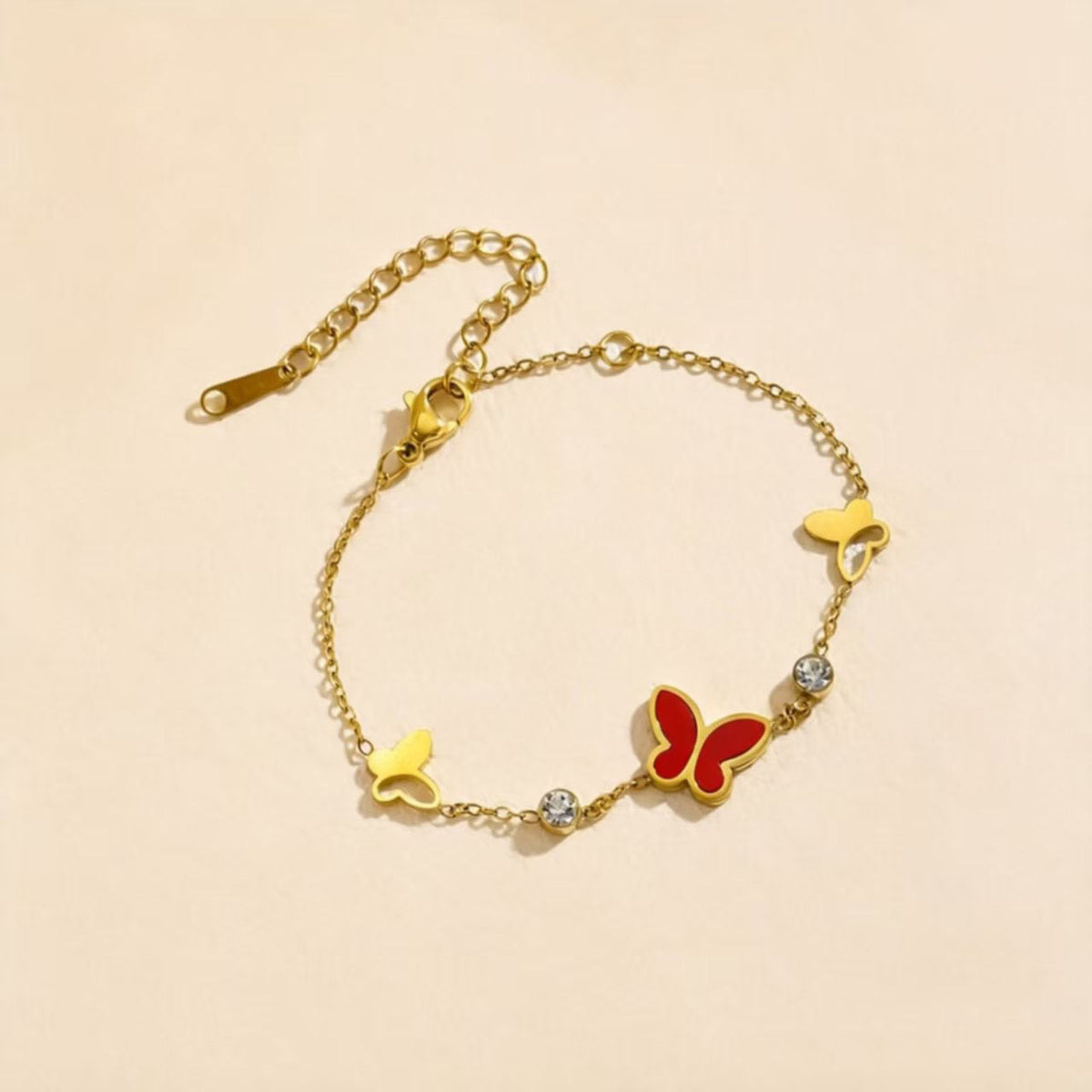 Jeweled Butterfly Titanium Steel Fritillary Color Bracelet