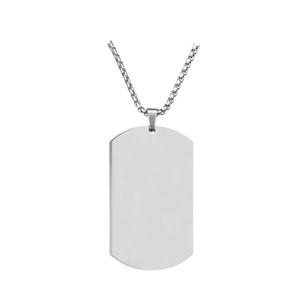 Steel Square Soldier Dog Tag Simple Glossy Necklace