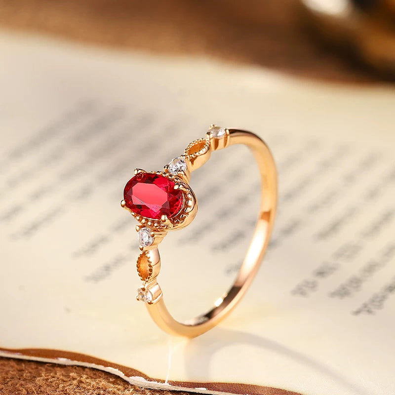 Women's Pigeon Blood Red Zircon Forefinger Simple Fashion Light Ring