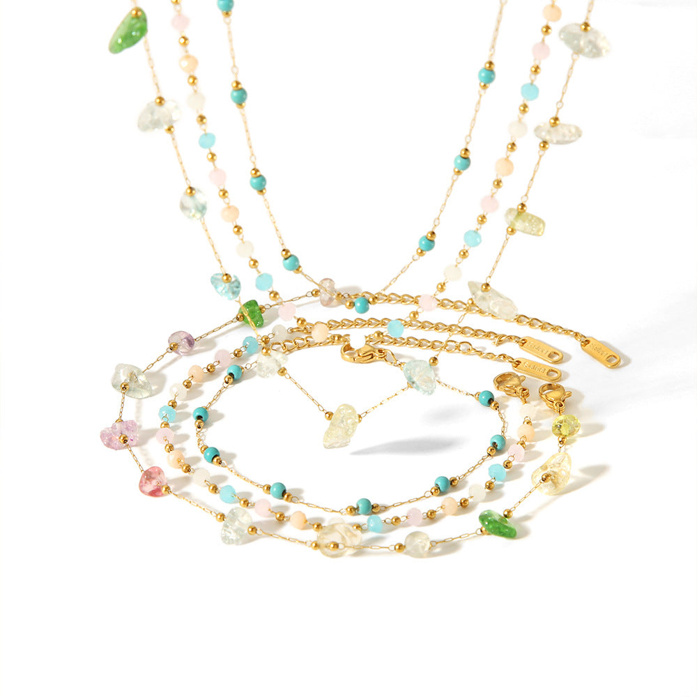Irregular Natural Stone Gold Stainless Steel Necklaces