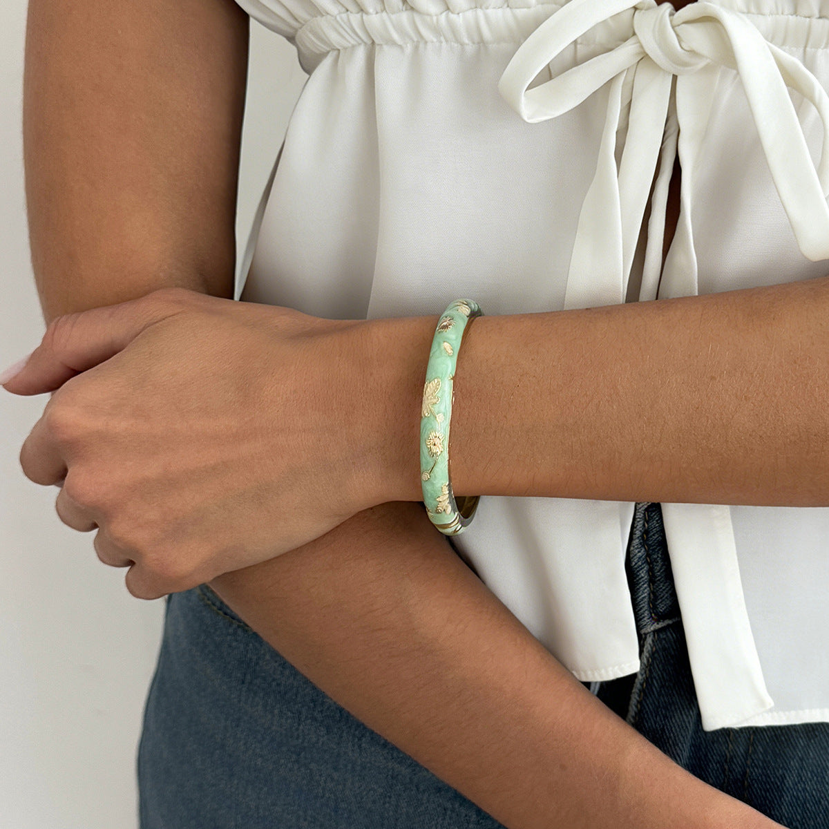 Pastoral Colorful Oil Flowers Openings Female Liquid Starfish Wave Bracelet