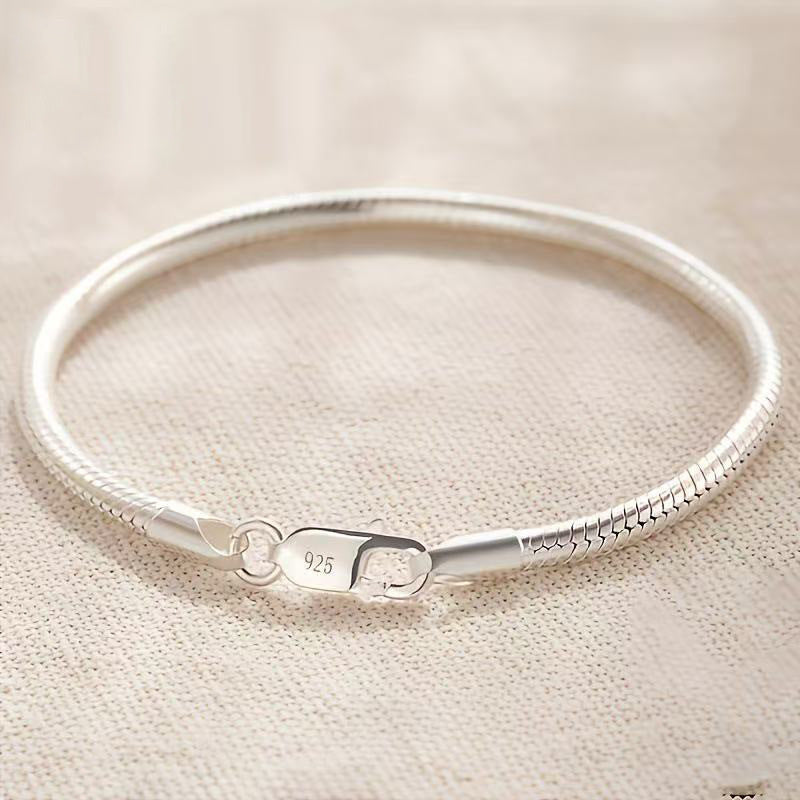 Women's & Men's Sier Plated Personality Affordable Luxury Snake Bone Bracelet