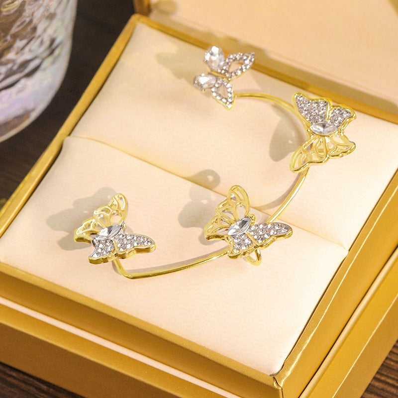 Women's Clip Inlaid Zircon Pearl Light Luxury Stud Earrings