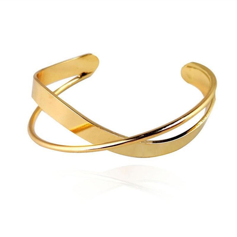 Cross Irregular Lines Twisted Personality Geometry Glossy Bracelet