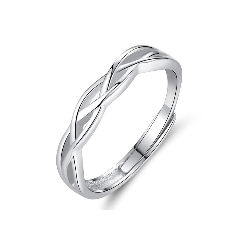 Men's Green Silk Winding Man's Simple Interwoven Trendy Single Rings