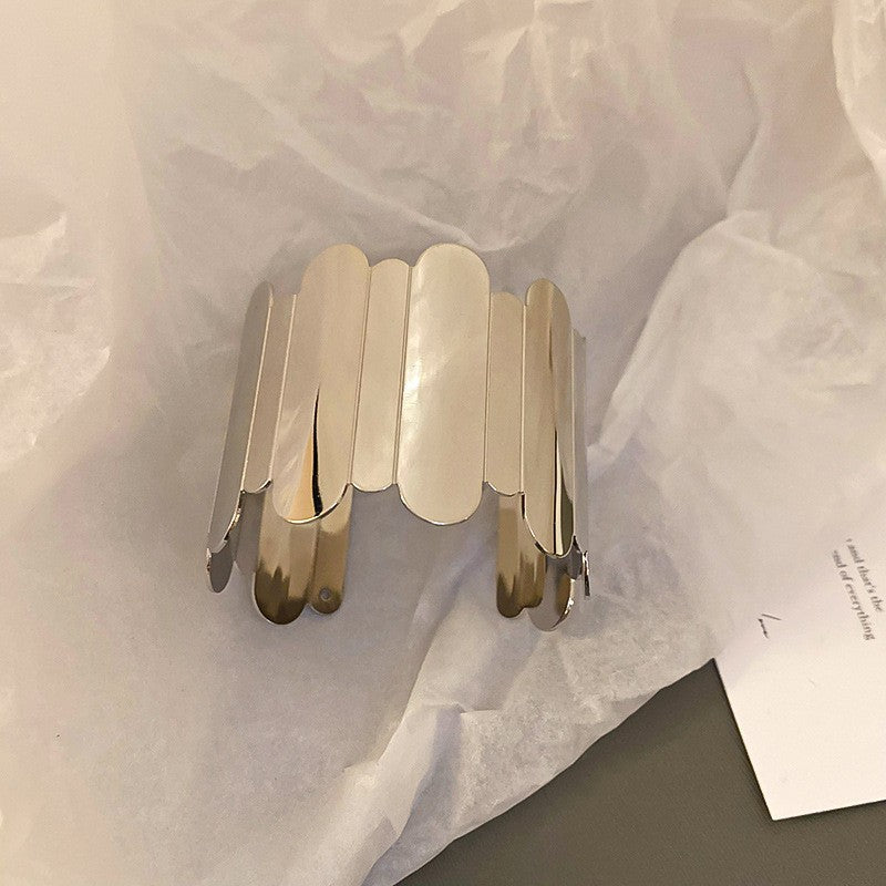 Metallic Striped Geometric Cross Flowers Openings Niche Exaggerated High Bracelet