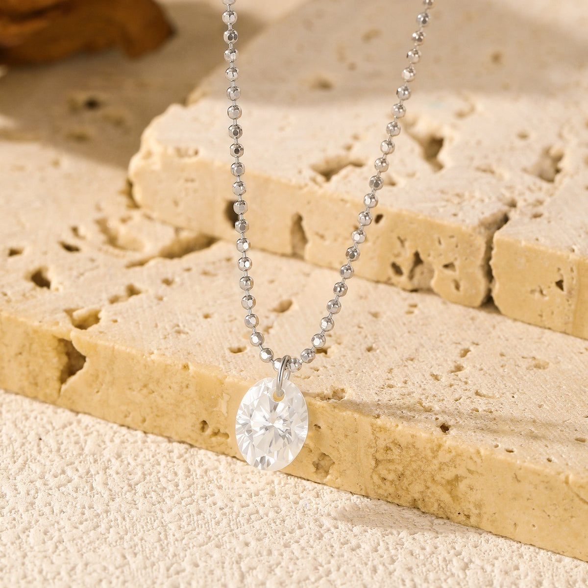 Oval D-Color VVS1 Moissanite Solitaire Pendant Necklace in Sterling Silver – Minimalist Locket Style
