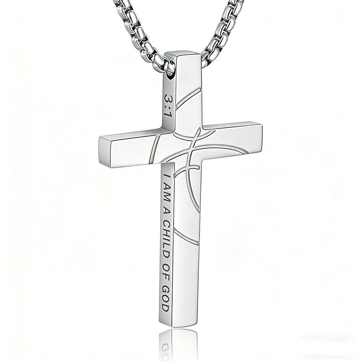 Men's Basketball Cross Double-sided Lettering Inspirational Scripture Personalized Necklace