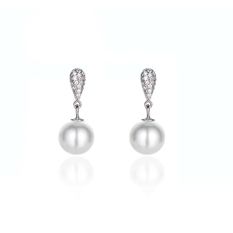Women's Sterling Sier Drop Pearl For Design High-grade Inlaid Rings