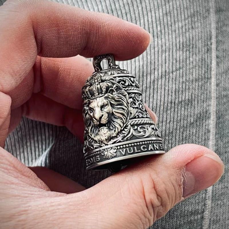 Sier Lion Bell Personalized Carving Inlaid Pendant