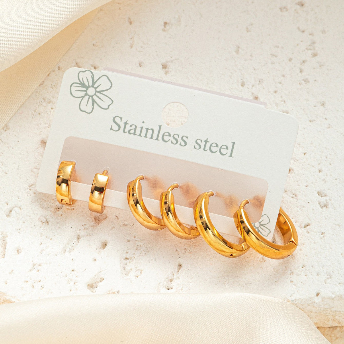 Rhinestone Niche Temperament Stainless Steel Gold Earrings