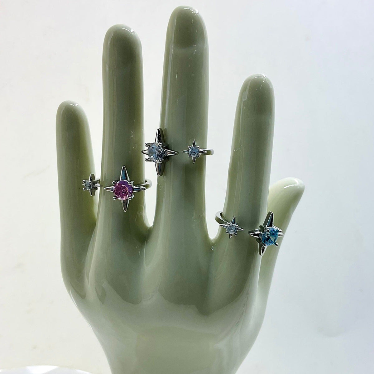 Stars Female Open High Sense Asterism Shining Zircon Dopamine Colored Ring