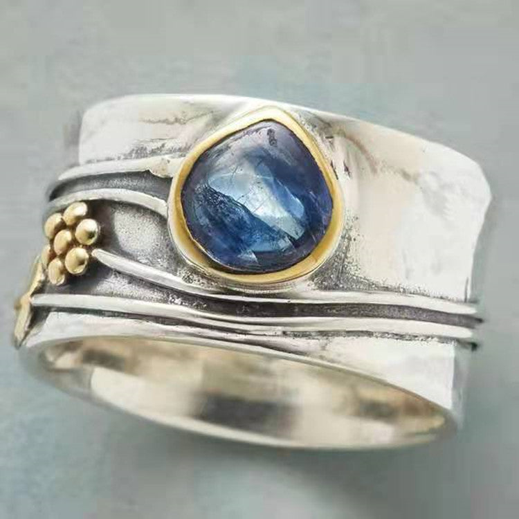 Direct Sale Sea Blue Water Drop Gem Leaves Flowers Rings