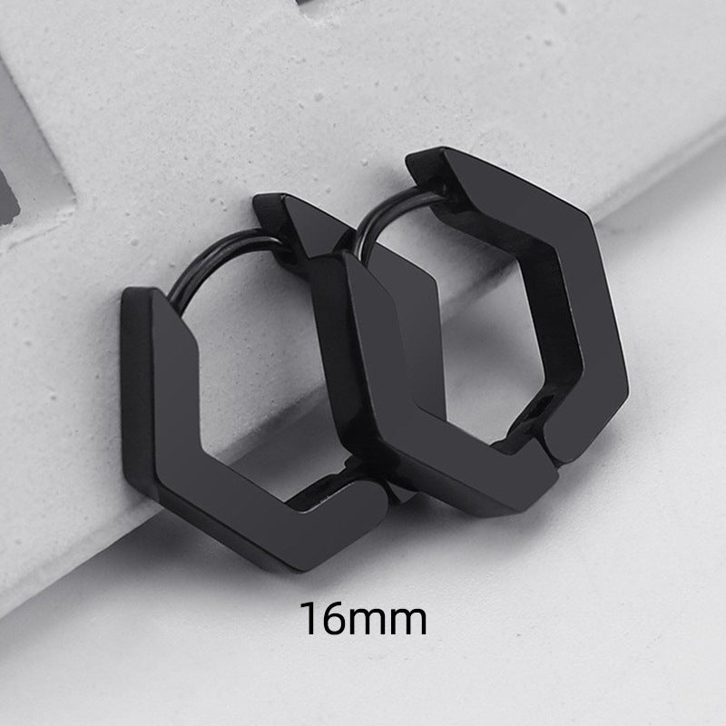 Steel Geometric Personality Hexagon Ear Clip Simple Square Earrings