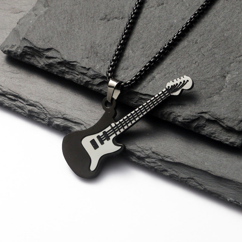 Men's Hip Hop Stainless Steel Guitar Street Necklaces