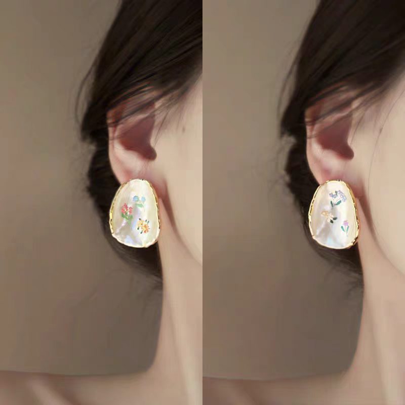 Women's Painting Style Flower High-grade Enamel Niche Earrings