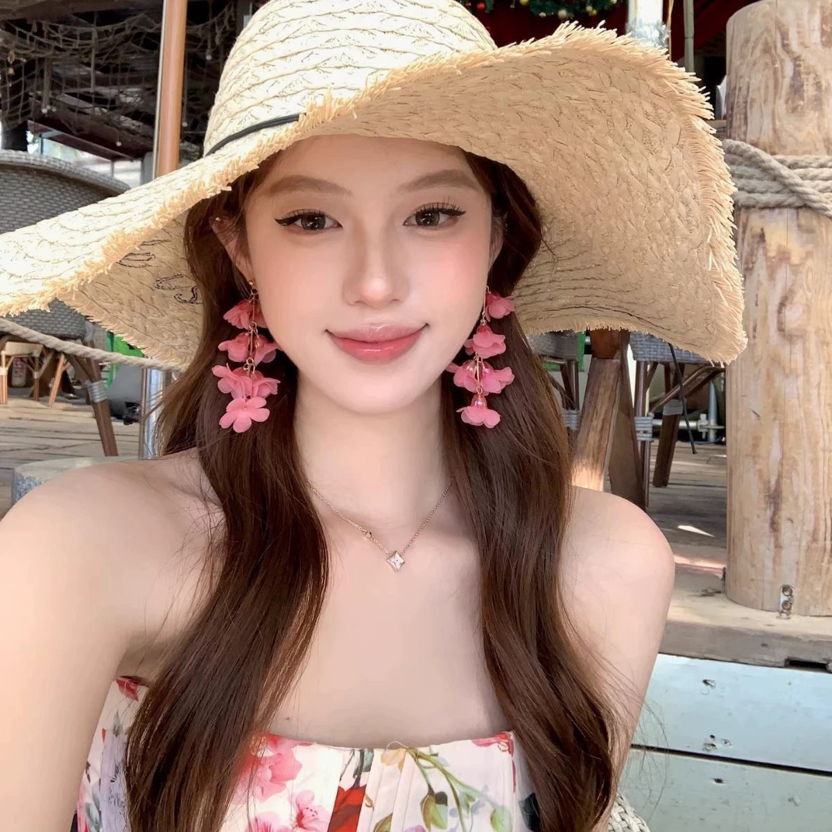 Flower Female Seaside Vacation Dopamine Fashion Temperament Earrings