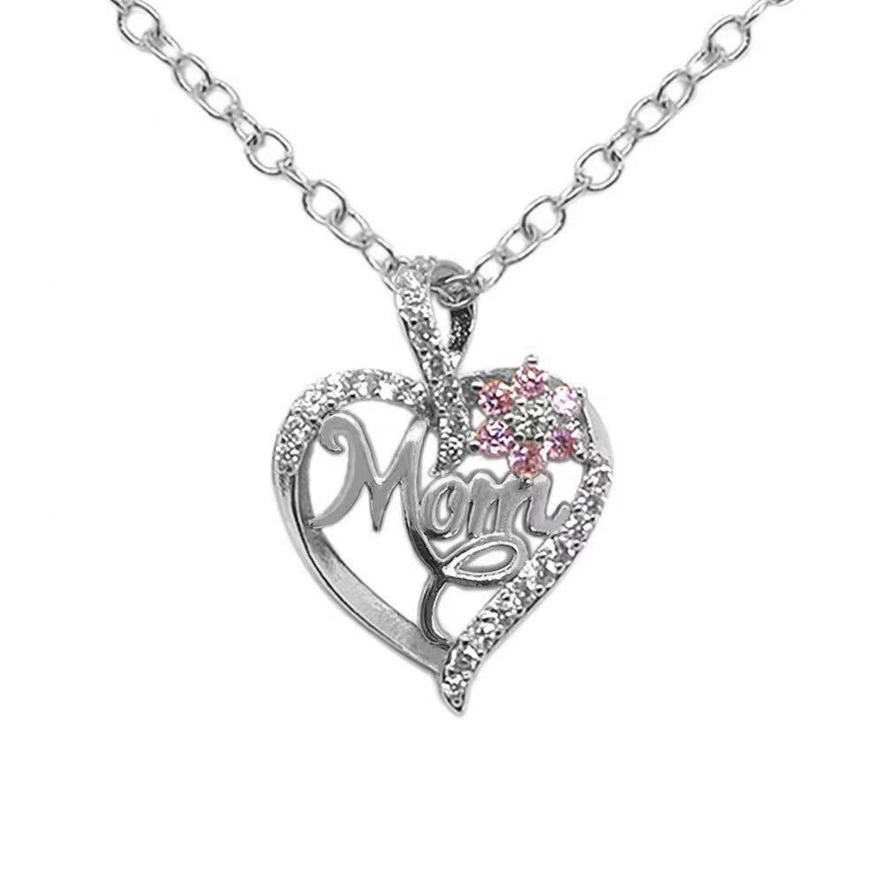 Love Heart Flowers Mother's Day Rhinestone Necklaces