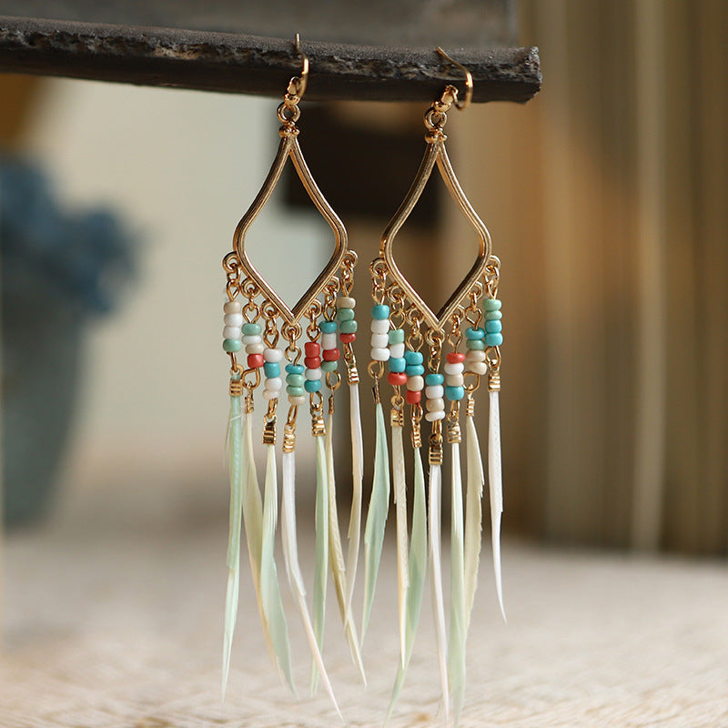 Women's Bohemian Ethnic Tassel Blue Ear Vintage Earrings