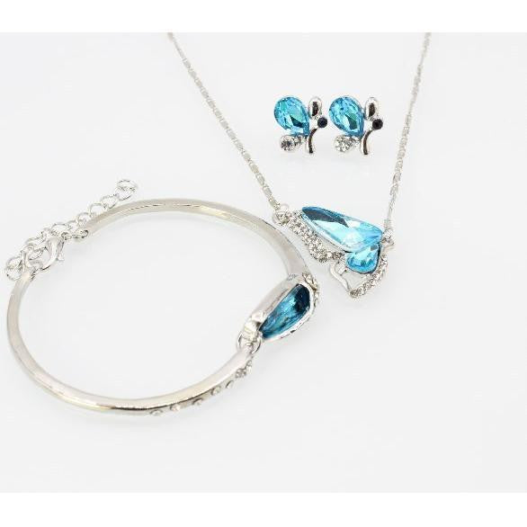 Suit Fashion Crystal Butterfly Diamond Love Jewelry Set