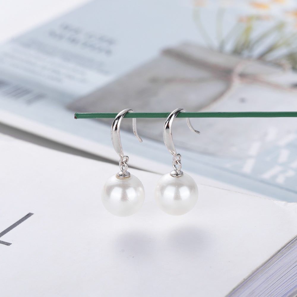 Women's Shell Pearls Ear Hook Personality Wild Graceful Mother's Day Stud Earrings