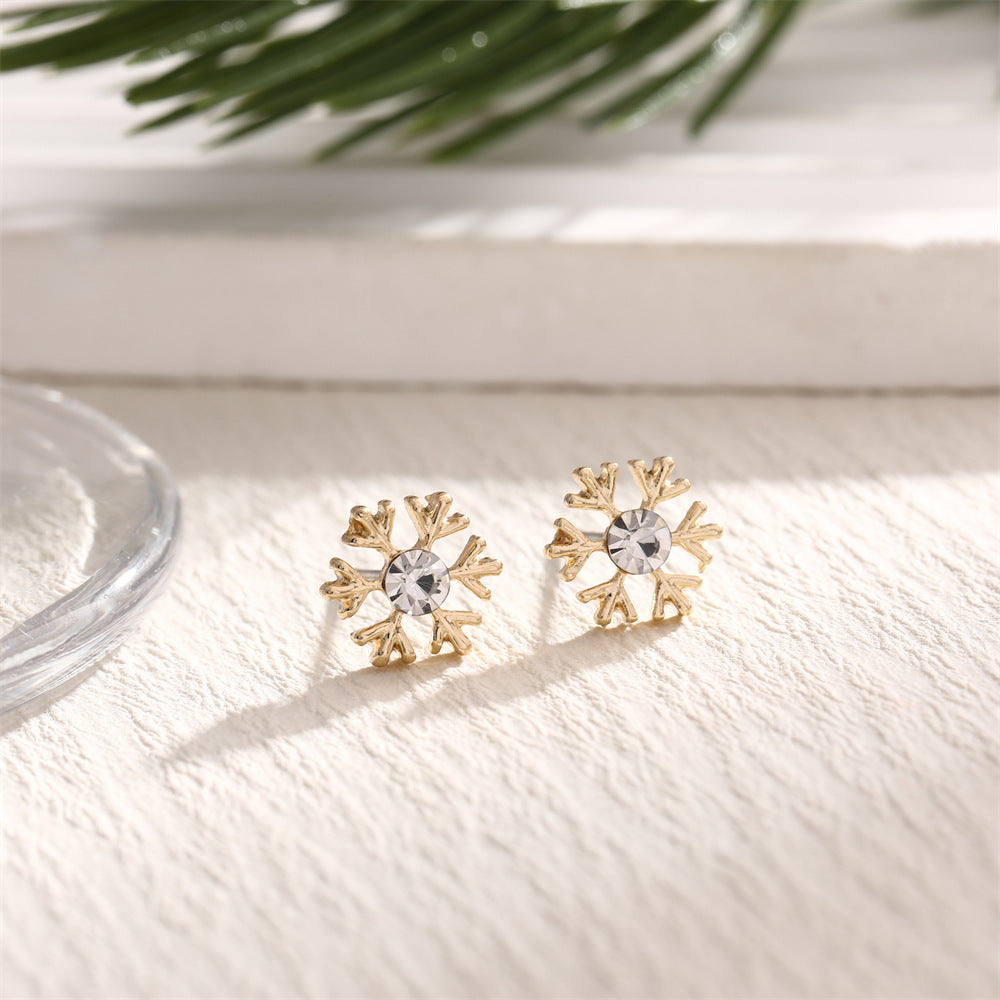 Fashion Christmas Tree Elk Snowflake Crutch Ear Festive Alloy Dripping Stud Earrings