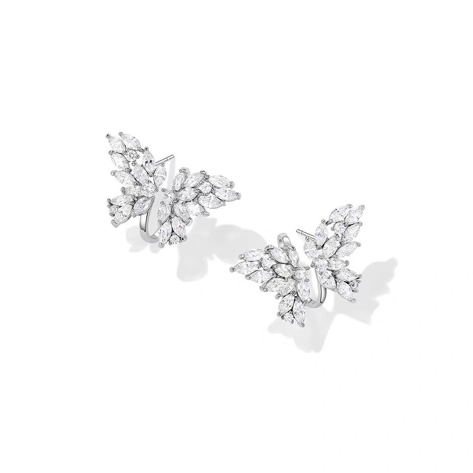 Women's Zircon Butterfly Trendy Design High-grade Temperament Unique For Stud Earrings