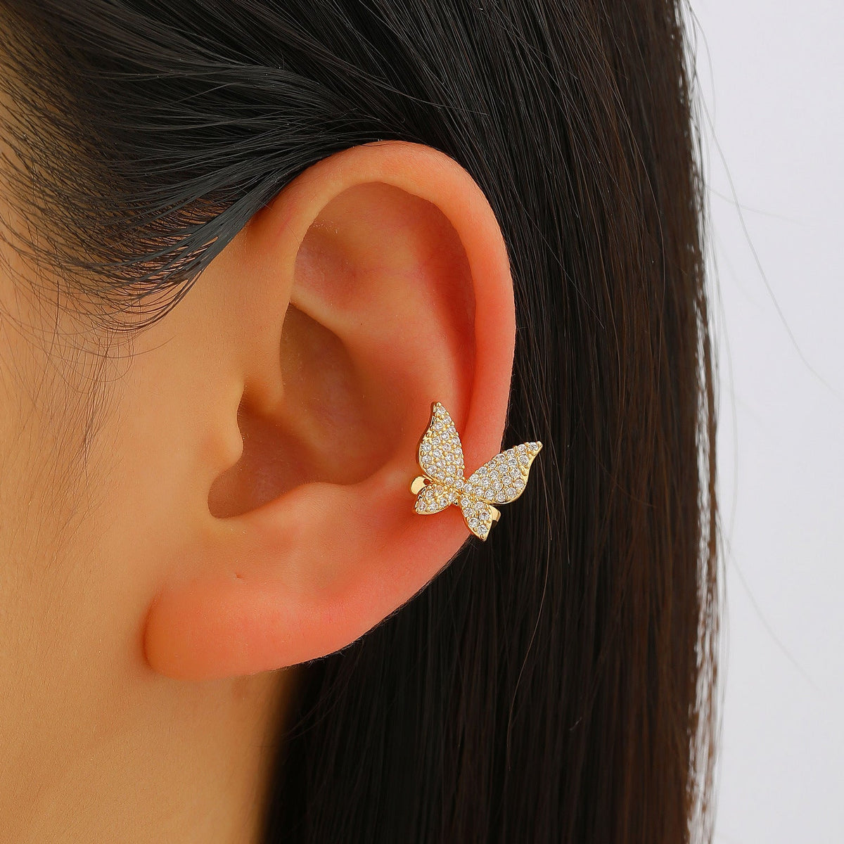 Luxury Fashion Copper Inlaid Zircon No Piercing Female Geometric Painless Ear Clip