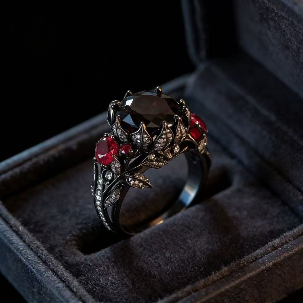 Female Environmental Protection Zinc Alloy Mild Luxury Retro Fashion Design Ring
