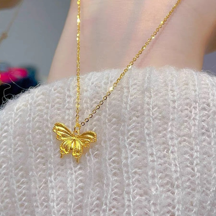Women's Hollow Butterfly Light Luxury High-grade Super Flash Clavicle Necklaces